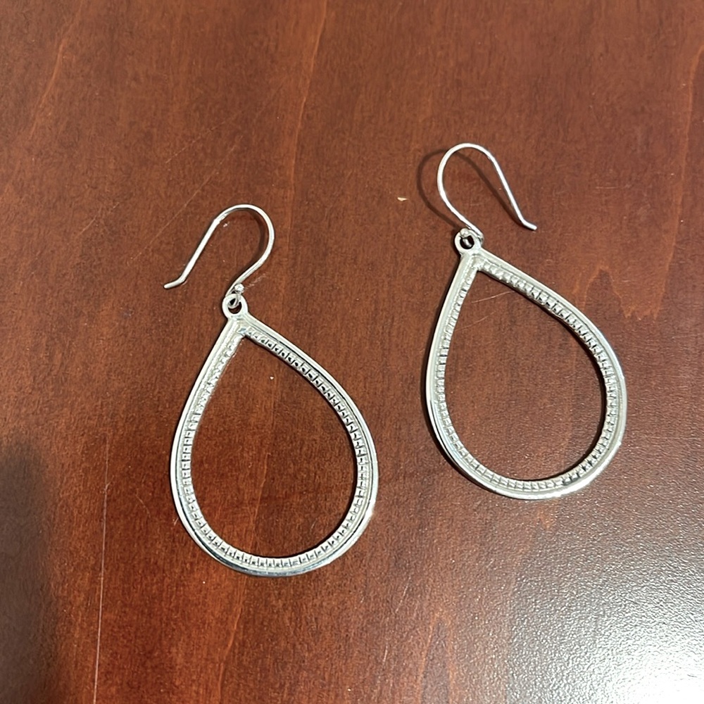 Sterling Silver Tear Drop Earrings - marked 925, A11, Mexico